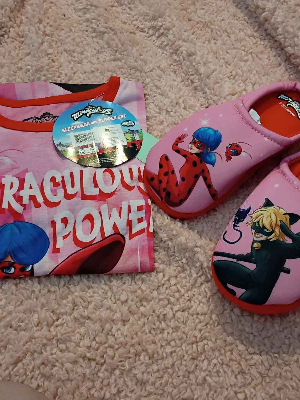 Miraculous Ladybug Pajama Nightgown & Slippers Set Girls Size 7/8 Slipper 13-1